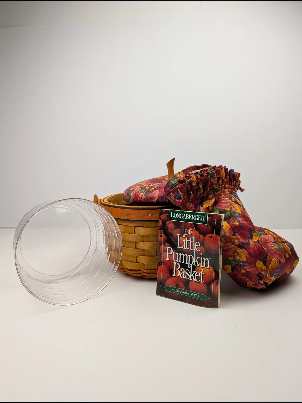 Longaberger Little Pumpkin Basket/Stem Lid/Leaves Liner/Protector, Vintage 1997 - Picture 3 of 10